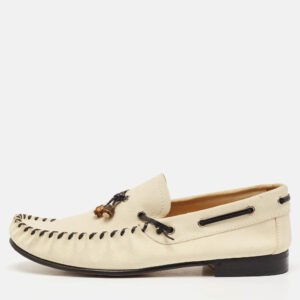 Gucci Beige Suede Bamboo Tassel Slip On Loafers Size 42.5