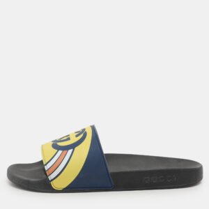 Gucci Multicolor Rubber Logo Slippers Size 43