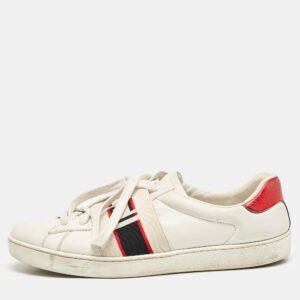 Gucci White Leather Logo Band Ace Sneakers Size 39
