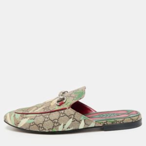 Gucci Brown/Beige GG Supreme Canvas Princetown Mules Size 41