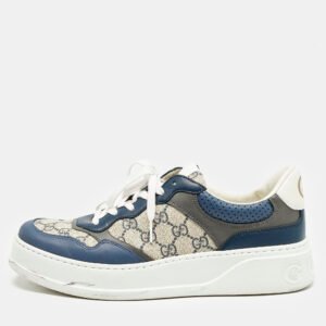 Gucci Multicolor Canvas and Leather Chunky B Low Top Sneakers Size 43