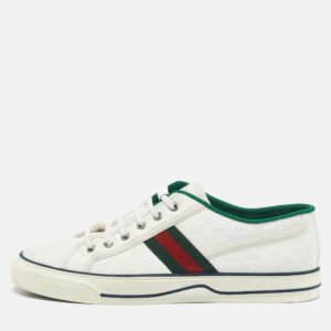 Gucci White Mini GG Jacquard Fabric Tennis 1977 Low Top Sneakers Size 43