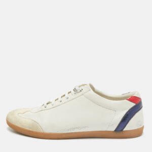 Gucci White Leather and Suede GG Marmont Low Top Sneakers Size 43