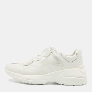 gucci white leather rhyton lace up sneakers size 41.5
