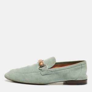 Gucci Blue Suede Jordaan Slip On Loafers Size 40.5