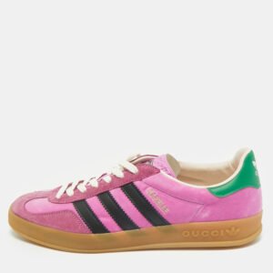 Gucci x Adidas Pink Velvet and Suede Gazelle Sneakers Size 42 2/3