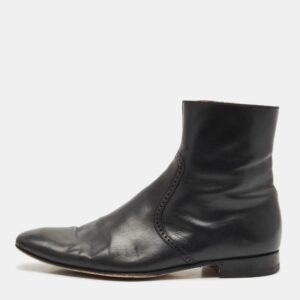 Gucci Black Leather Ankle Length Boots Size 43