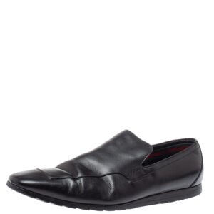 Gucci Black Leather Slip On Loafers Size 43.5