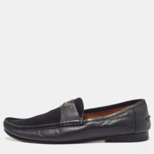 Gucci Black Leather and Suede Hysteria Penny Loafers Size 43