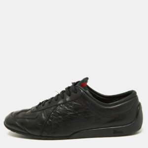 Gucci Black Guccissima Leather Low Top Sneakers Size 44.5