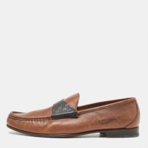 Gucci Brown Leather Slip On Loafers Size 42