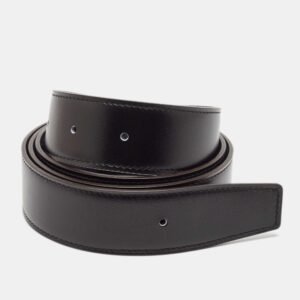 Hermes Bleu Nuit/Noir Togo and Box Leather Reversible Belt Strap 90 CM