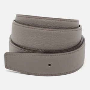 Hermes Gris Meyer/Noir Togo and Box Leather Reversible Belt Strap 90 CM