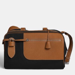 Hermes Black Gold Leather Sac Long Courrier Bag