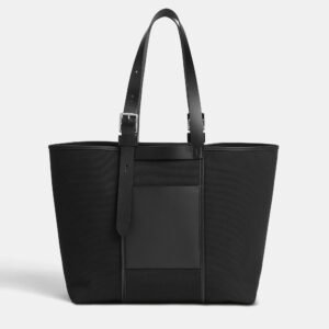 Hermes Black Canvas Leather Etriviere Pocket 35 Bag