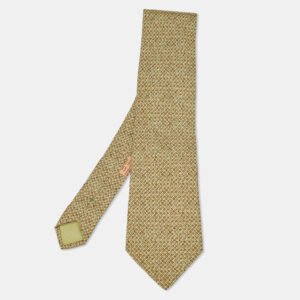 Herm&egrave;s Green Geometric Shape Print Silk Traditional Tie