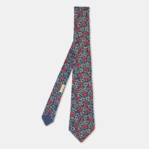 Hermes Multicolor Botanical Leaf Printed Silk Tie