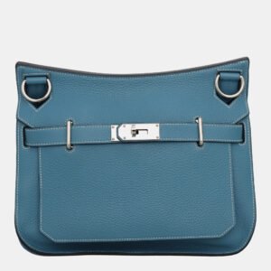 Hermes Bleu Jean Clemence Leather Jypsiere 31 Bag