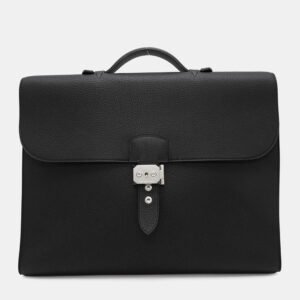 Hermes Black Togo Leather Sac A Depeches 38 Briefcase Bag
