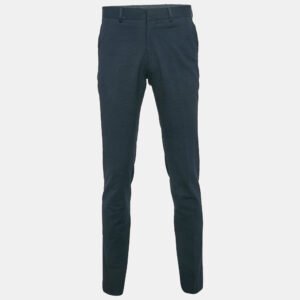 Herm&egrave;s Navy Blue Textured Cotton Forma Trousers L