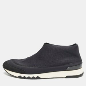 Herm&eacute;s Navy Blue Knit Fabric Tokyo Slip-On Sneakers Size 42.5