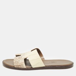 Hermes Himalaya Blanc Crocodile Izmir Sandals Size 42