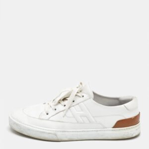 Hermes White Leather Deep Sneakers Size 44