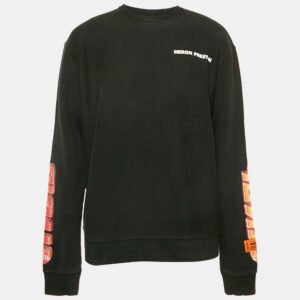 Heron Preston Black Logo Print Cotton Crew Neck Sweatshirt M