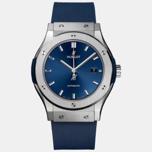 hublot blue titanium classic fusion 542.nx.7170.rx men's wristwatch 42 mm