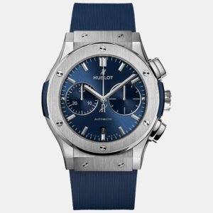 hublot blue titanium classic fusion chronograph 541.nx.7170.rx men's wristwatch 45 mm