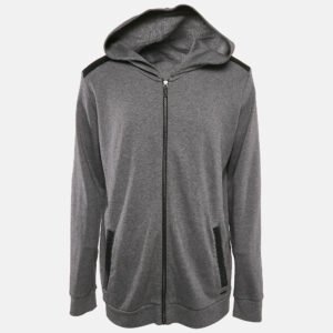 Hugo Hugo Boss Grey Cotton Knit Hooded Zip-Up Dellagio Jacket XXL
