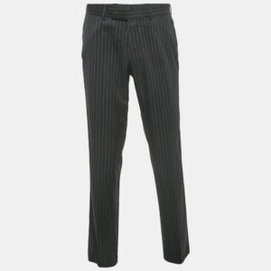 Hugo Boss Black Pinstripe Wool Formal Trousers M