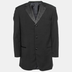 Hugo Boss Vintage Black Wool Single Breasted Blazer L