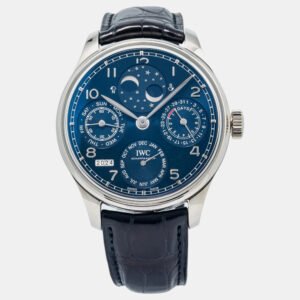 IWC Blue 18K White Gold Portugieser Perpetual Calendar IW503401 Automatic Men's Wristwatch 44mm