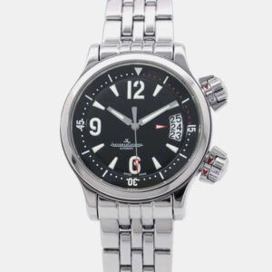 jaeger lecoultre black stainless steel master compressor q1728170 automatic men's wristwatch 37 mm