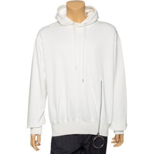 Johnlawrencesullivan White Cotton Zip Detail Hoodie L