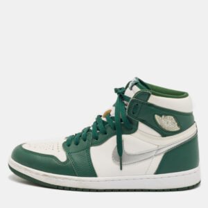 Air Jordan Green/White Leather jordan 1 Retro Gorge Green Sneakers Size 44.5
