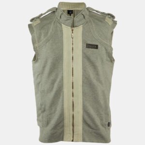 luxury-men-just-cavalli-used-clothes-p1142206-002 Just Cavalli Grey Cotton Zip Up Sleeveless Jacket XXL