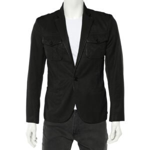 Just Cavalli Black Cotton Trim Detail Blazer L