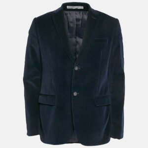 Kenzo Navy Blue Velvet Single Breasted Blazer L