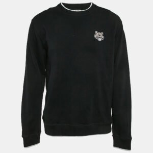 Kenzo Black Tiger Applique Cotton Knit Crew Neck Sweatshirt XL