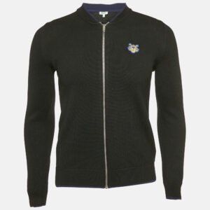 luxury-men-kenzo-used-clothes-p1115416-001 Kenzo Black Knit Zip Front Cardigan XS