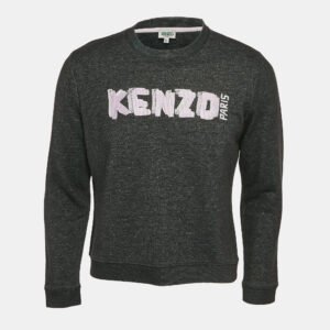 luxury-men-kenzo-used-clothes-p1117182-001.jpg kenzo dark grey logo embroidered cotton crewneck sweatshirt xl