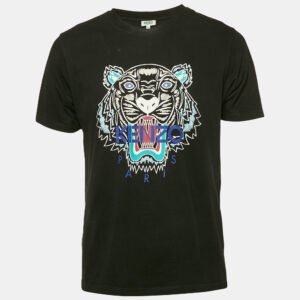 Kenzo Black Tiger Logo Print Jersey T-Shirt M