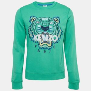 Kenzo Green Tiger Embroidered Cotton Crew Neck Sweatshirt M