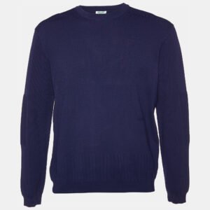 Kenzo Navy Blue Textured Knit Crew Neck Jumper XL
