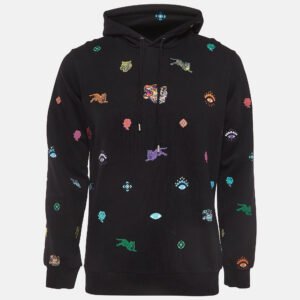 Kenzo Black All Over Print Cotton Long Sleeve Hoodie S