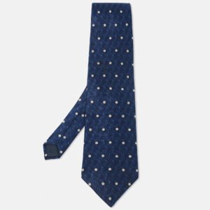 Lanvin Blue Printed Satin Silk Traditional Tie