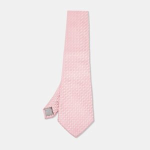 Lanvin Pink Geometric Print Traditional Silk Tie