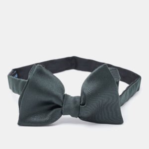 Lanvin Dark Green Silk Double Bow Tie